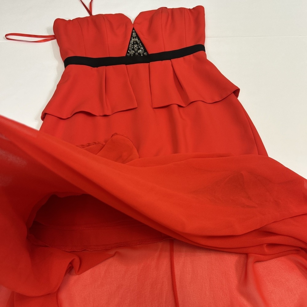 BCBG MAXAZRIA RED PEPLUM MAXI DRESS / TRUMPET GOWN SIZE 02 - Picture 8 of 11